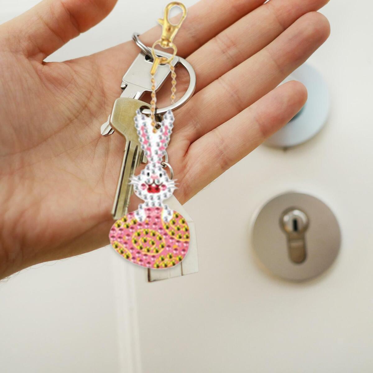9 Count DIY Easter Egg Bunny  Keychains Set Hanging Ornament
