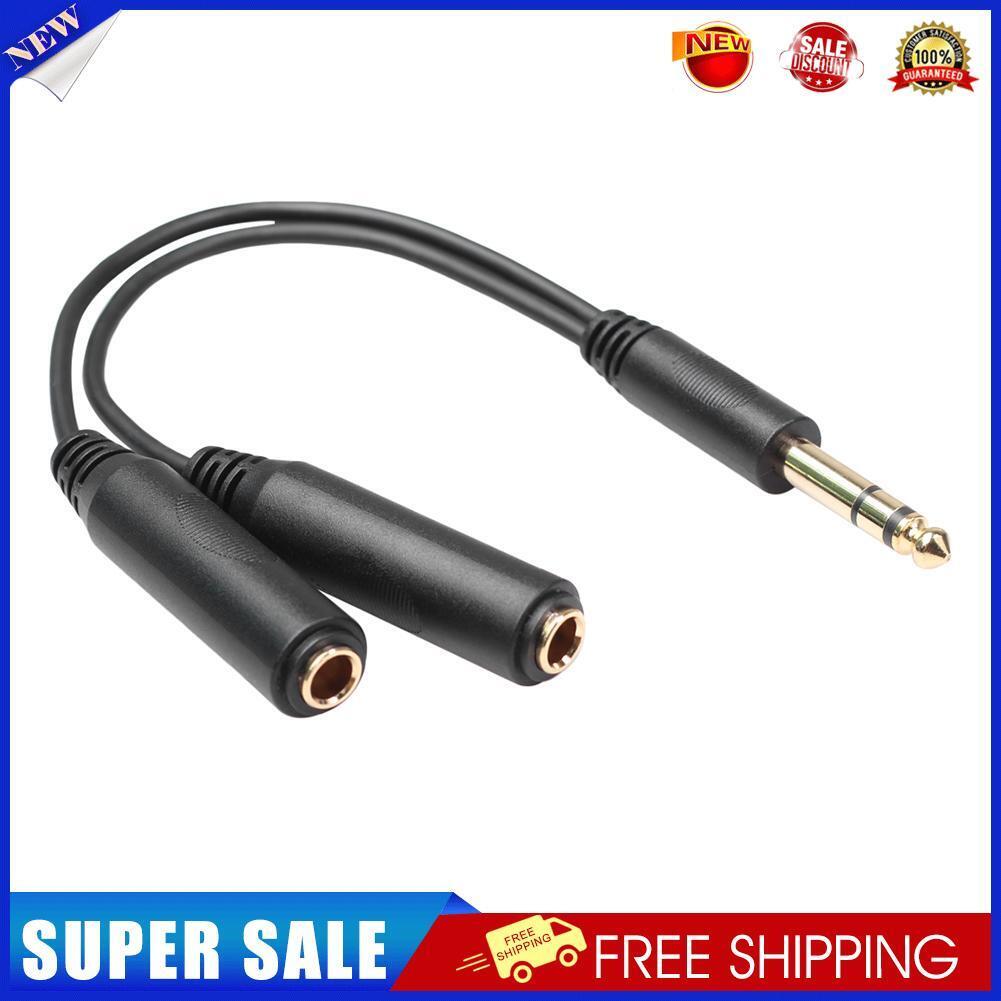 6.35 mm Male to 2 6.35 mm Female Adapter Cable Y Splitter Stereo Audio Cord