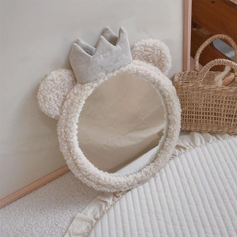 Cartoon Baby Mirror Bear Crown Car Back Seat Mirror Desktop Decor Supplies