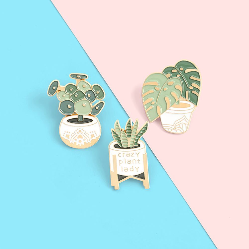 Bag Clothes Custom Potted Plant Badge Lapel Pin Crazy Plant Lady Enamel Pins