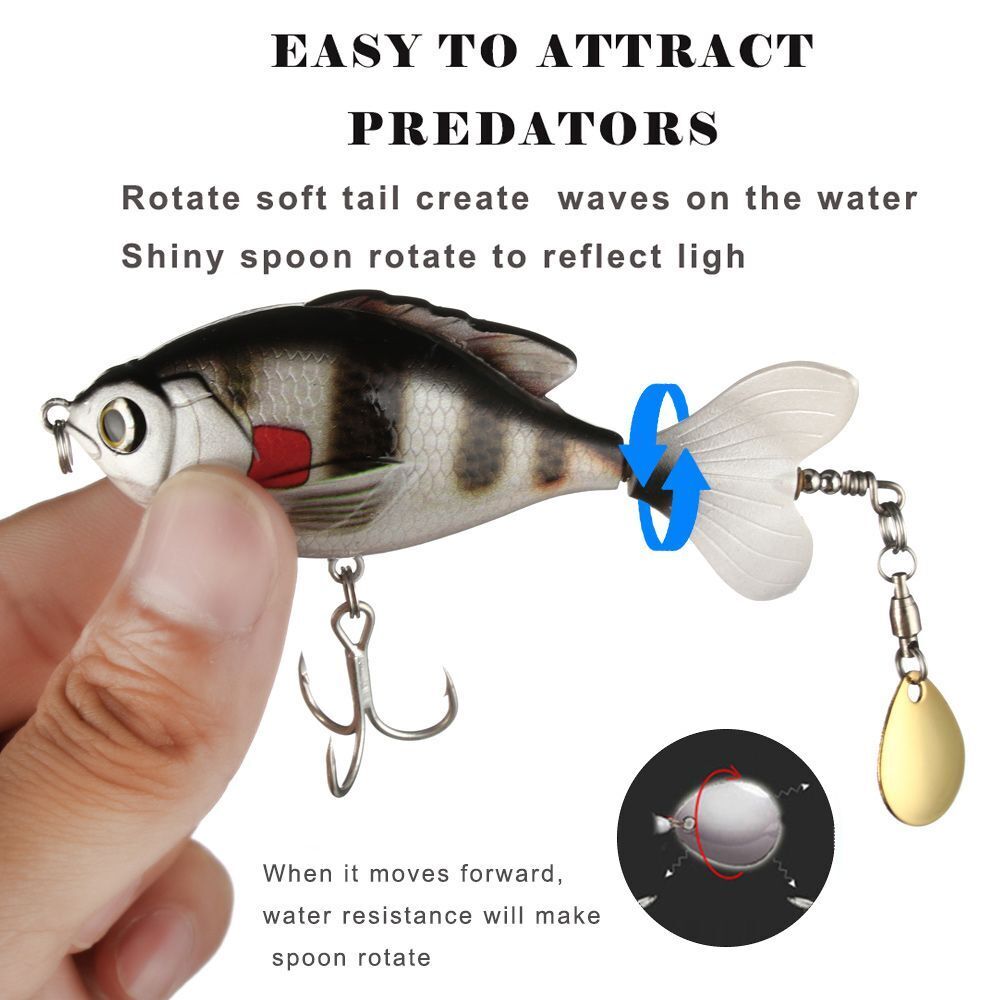 Segment Soft Rotating Tail VMC Hooks Fish Bait Rotate Tail Fishing Lure Popper