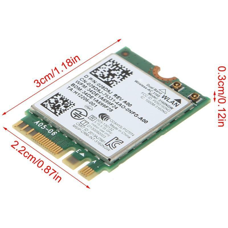 In-tel Wireless-AC 3160 3160NGW Dual Band Bluetooth-compatible 4.0 NGFF Wifi