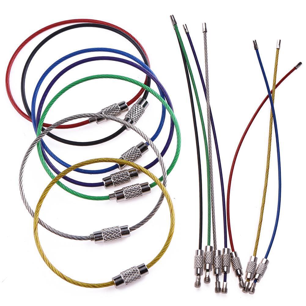 20pcs Metal Stainless Steel Wire Ropes Carabiner Key Hanging Cable EDC Tool