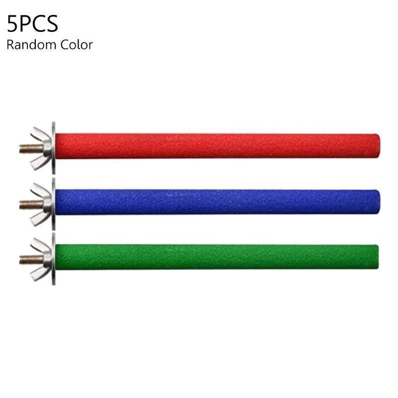 5Pcs Wooden Bird Perch Rough-surfaced Parrot Bird Cage Perch Stand for Grinding