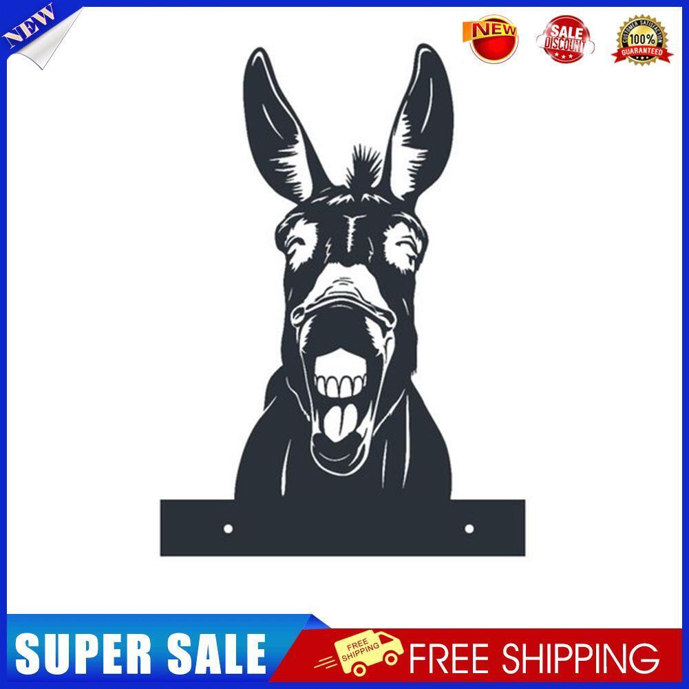 Animal Fence Metal Peeping Silhouette Donkey Cow Standing Art Statues (A)