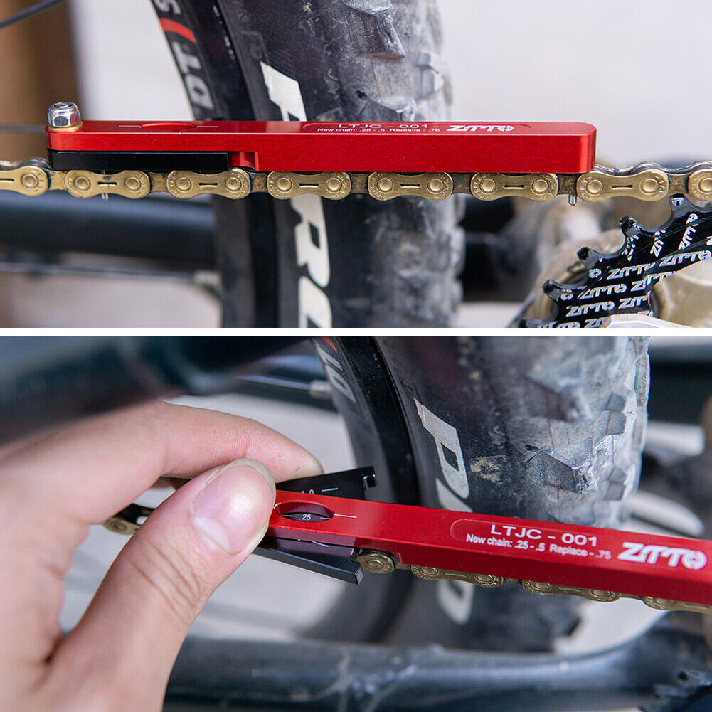 ZTTO Bicycle Chain Wear Indicator Checker MTB Chain Gauge Ruler (Red)