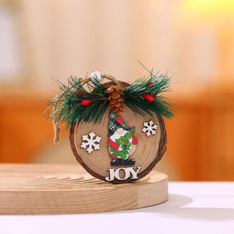 Christmas Festival Tree Ornament Set of 4 Slices Tree Hanging Embellishment