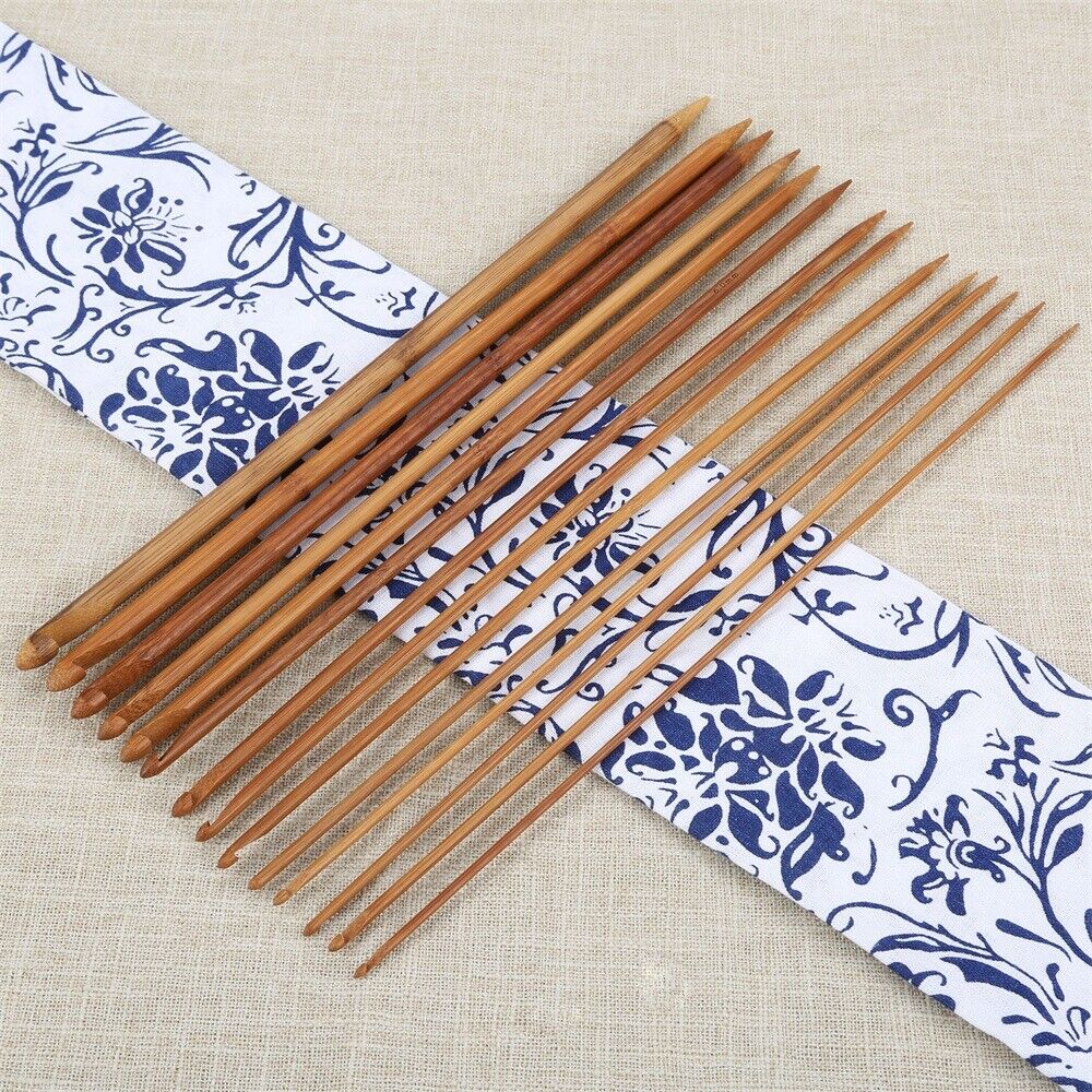 35cm Bamboo Carbonized Magic Afghan Crochet Hooks Double Tips Knitting Needles