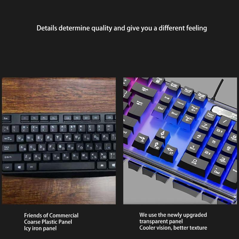 Wired Luminous Gaming Keyboard and Mouse Combo Mechanical Feel Rainbow Backlit