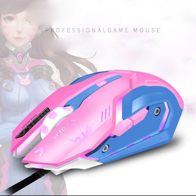 Pink 3200DPI Wired Ergonomic Optical USB Computer Mouse for PC Laptop Notebook