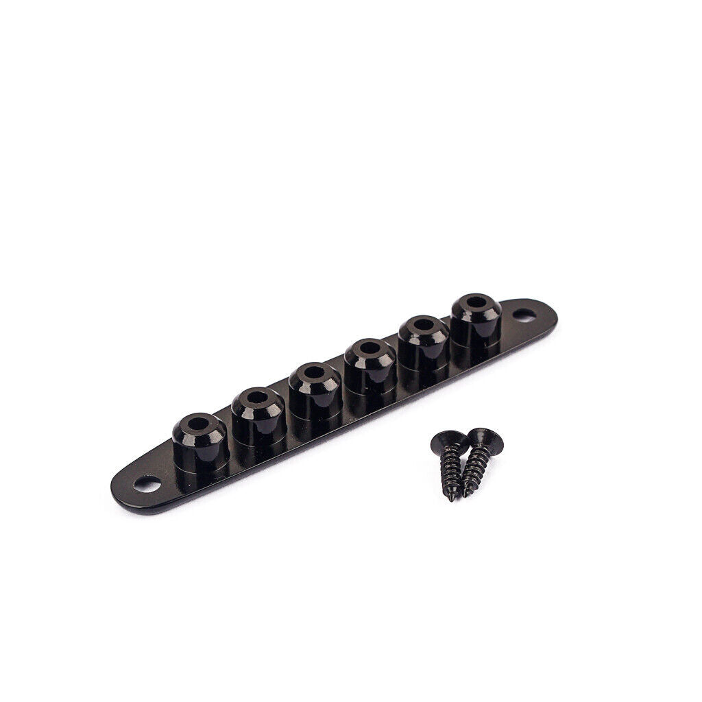 Durable Metal Electric Guitar Bridge Thru Body String Ferrules Plate Black