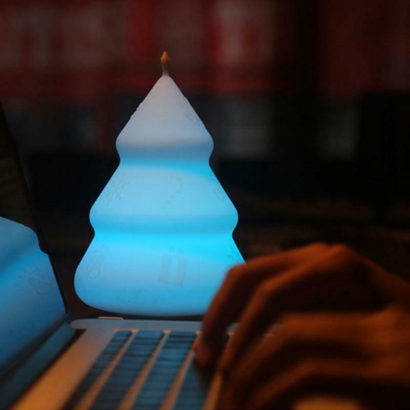 Cute LED Xmas Santa Shaped Tree Night Light with Touch Sensor Portable Silicone