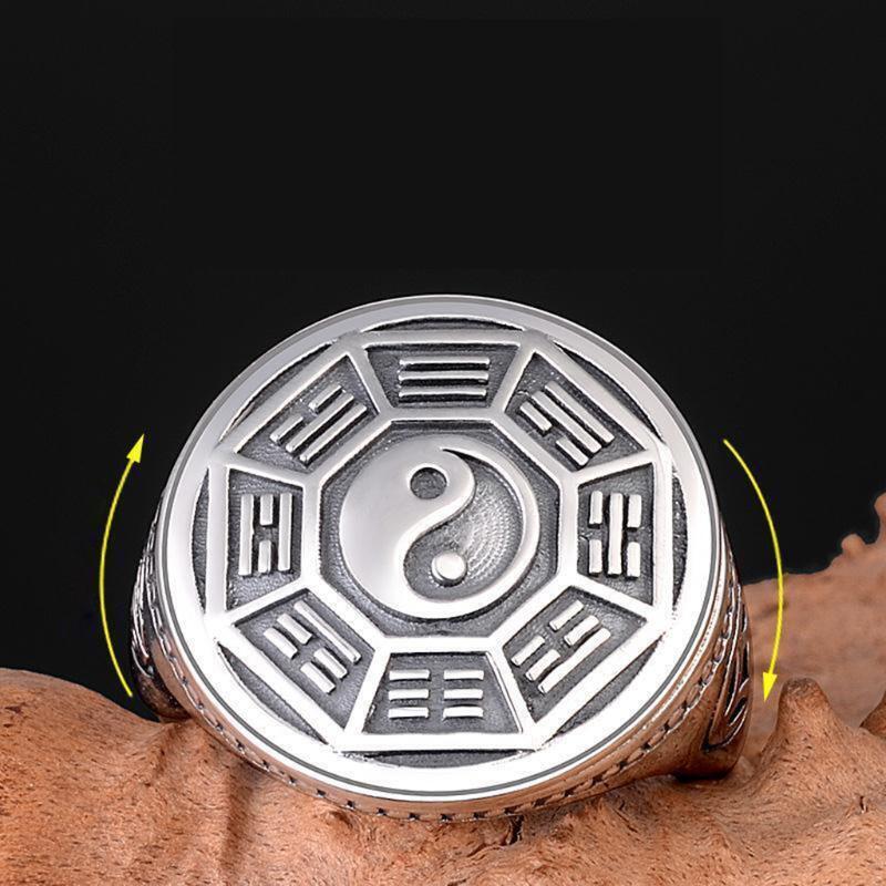 Tai Chi Bagua Ring Gossip Transfer Luck Nine-character Mantra Ring for Women Men