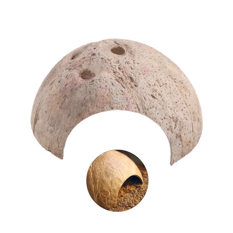 Reptile Aquarium Ornament Coconut Shell Reptile Hiding Cave for Lizard Tortoises