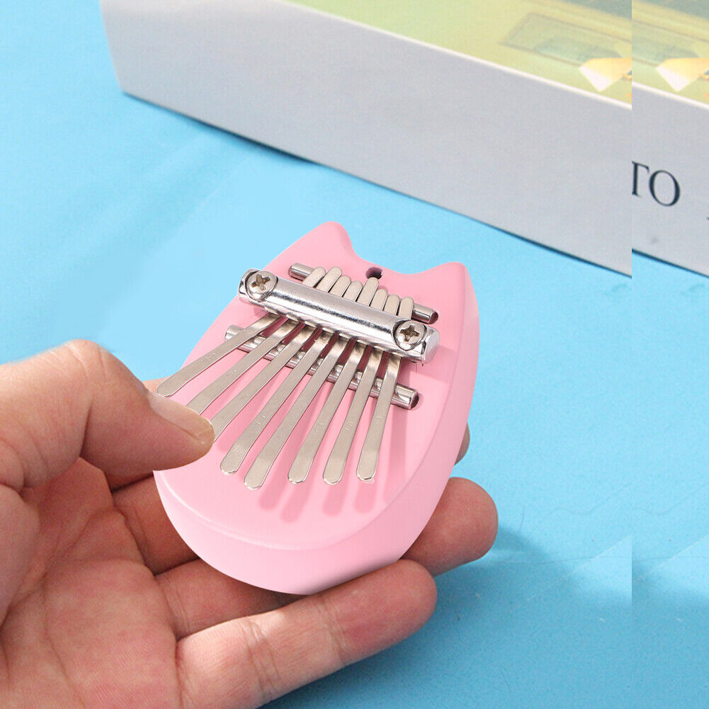 Mini Cat 8-Key Pine Plate Kalimba Finger Piano Musical Mbira Sanza Pink