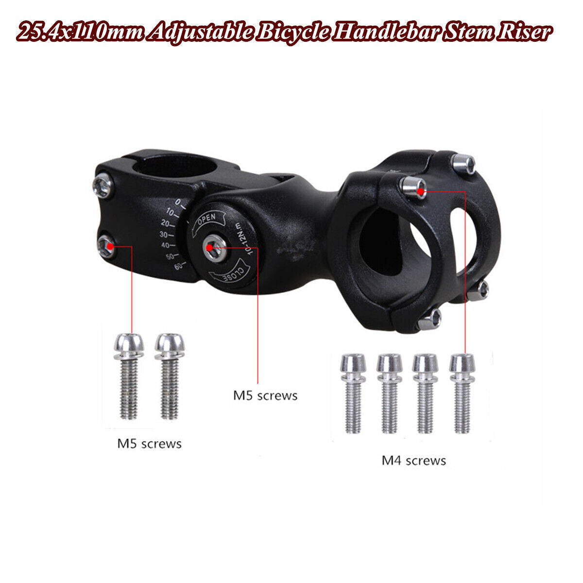 New Aluminum Alloy 25.4x110mm Adjustable Bicycle Road Bike Handlebar Stem Riser