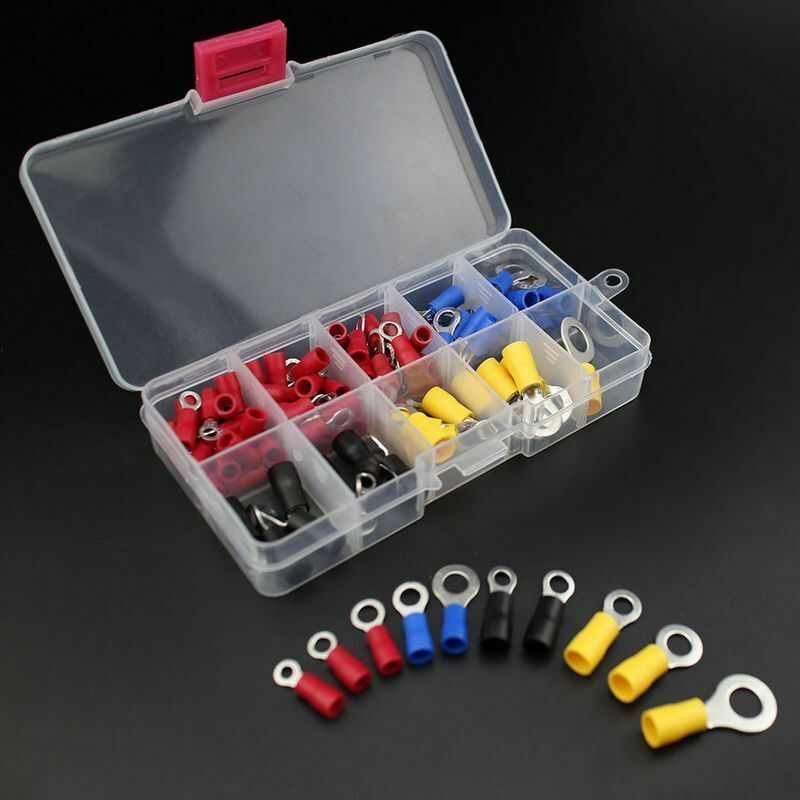 102x Assorted Insulated Coppers Ring Crimp Wire Terminal Connector Set AWG 22-10