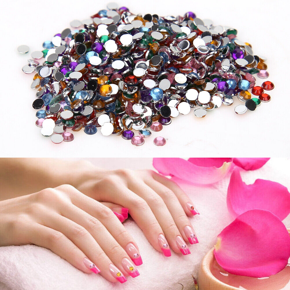 Acrylic Nail Art Tips Gems Crystal Rhinestones Glitter DIY Nail Decoration