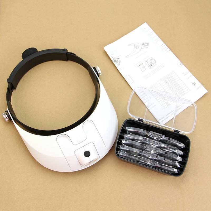 LED Lamp Light Headband Headset Head Jeweler Magnifier Magnifying Glass Loupe