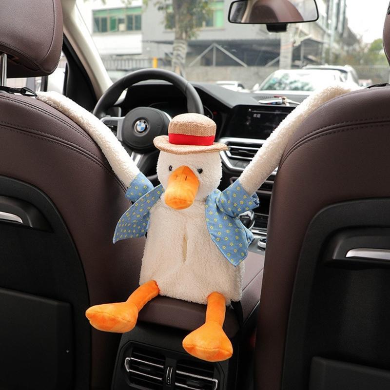 29cm Hand Sewing Duck Tissue Holder w/ Easy Hanging Hook Elastic Band for Office