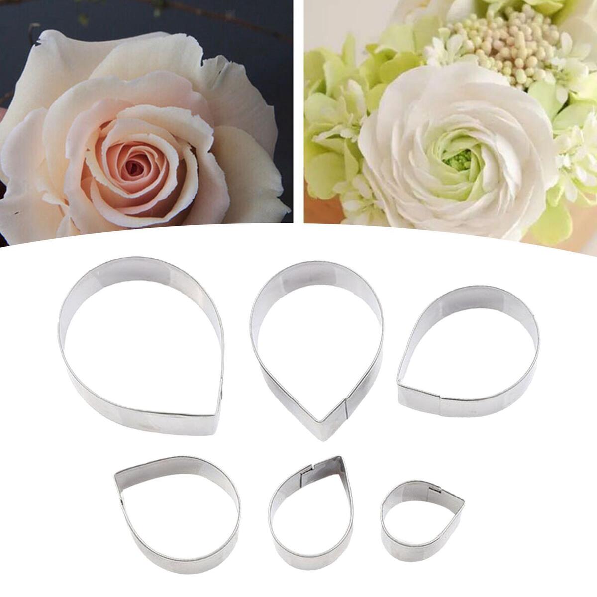 6Pcs Stainless Steel Polymer Clay Cutters Rose Flower Petal DIY for Designer