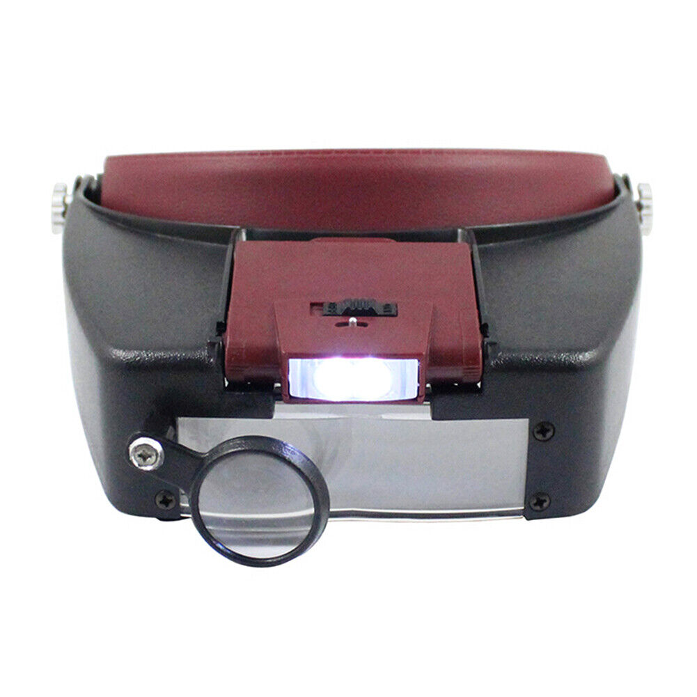 10X Headband LED Magnifying Glasses Magnifier Loupe Jewelry Reading (Red)