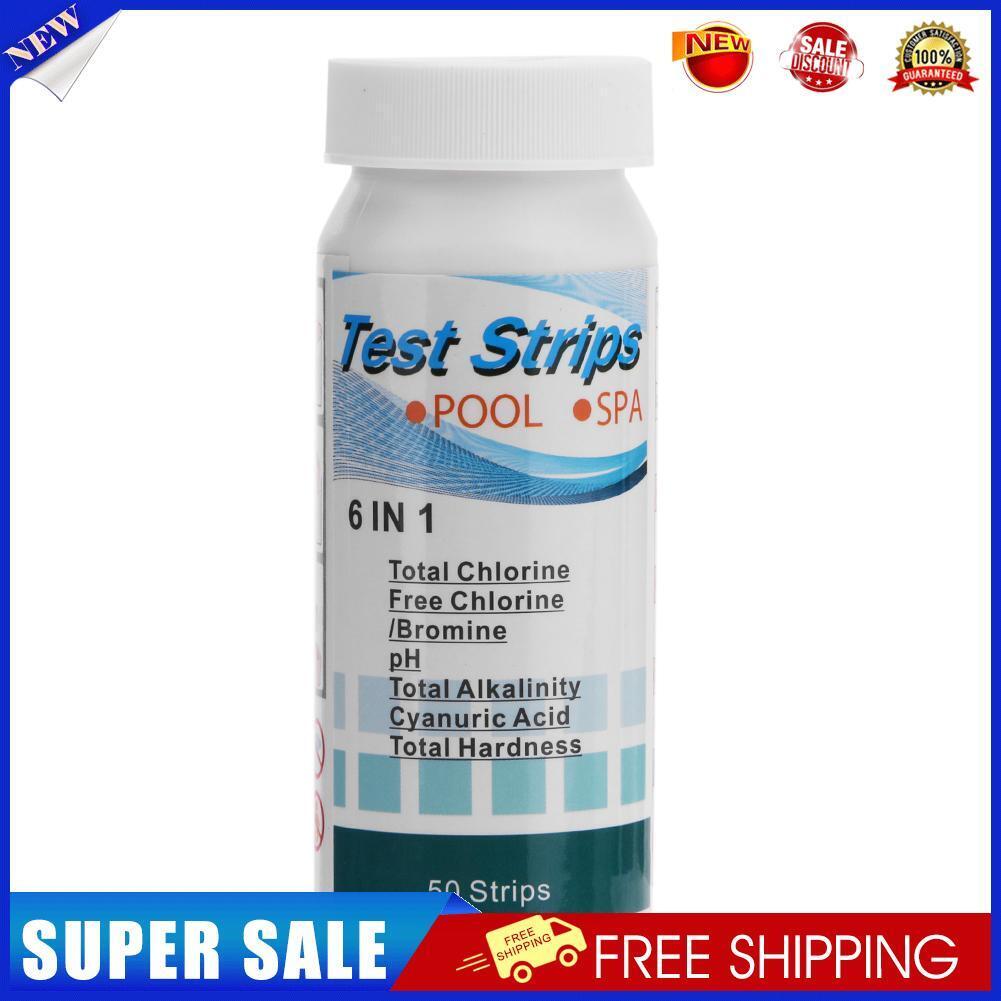 50pcs Swimming Pool Test Strips for Chlorine pH Cyanuric Acid (6 in 1)