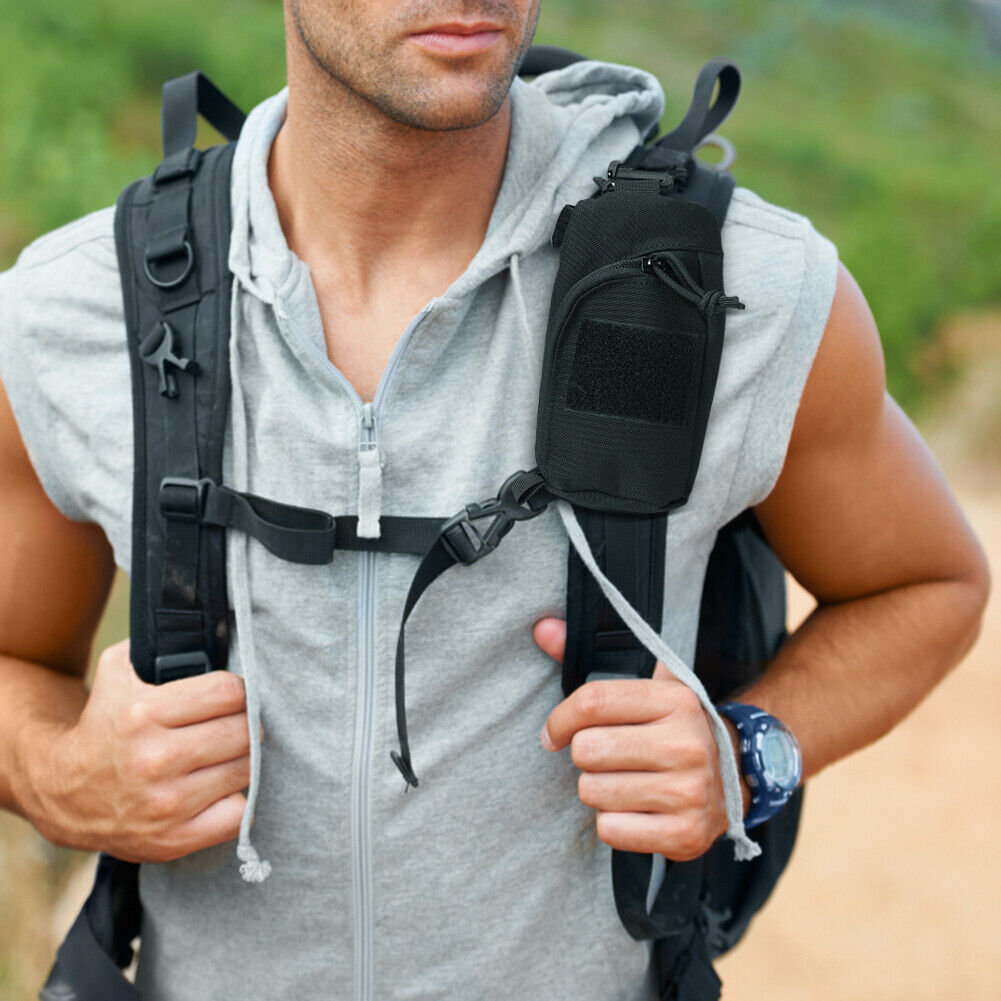 Outdoor Molle Shoulder Strap Pouch Camping Hiking EDC Key Tool Bag (Black)