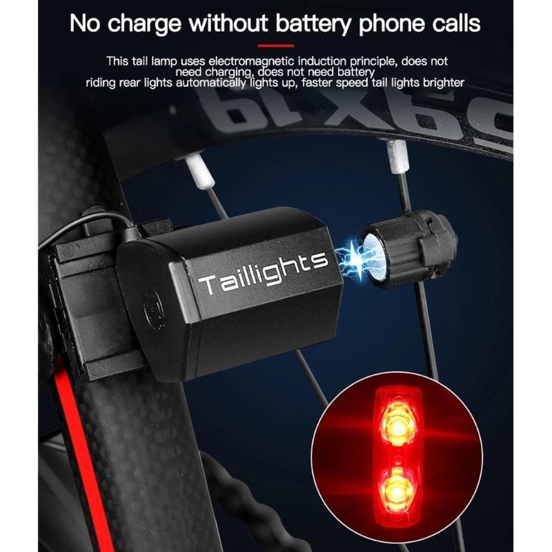 Bicycle Taillights Warning Lamp Bike Tail Light Self-Powered Magnetic Induction