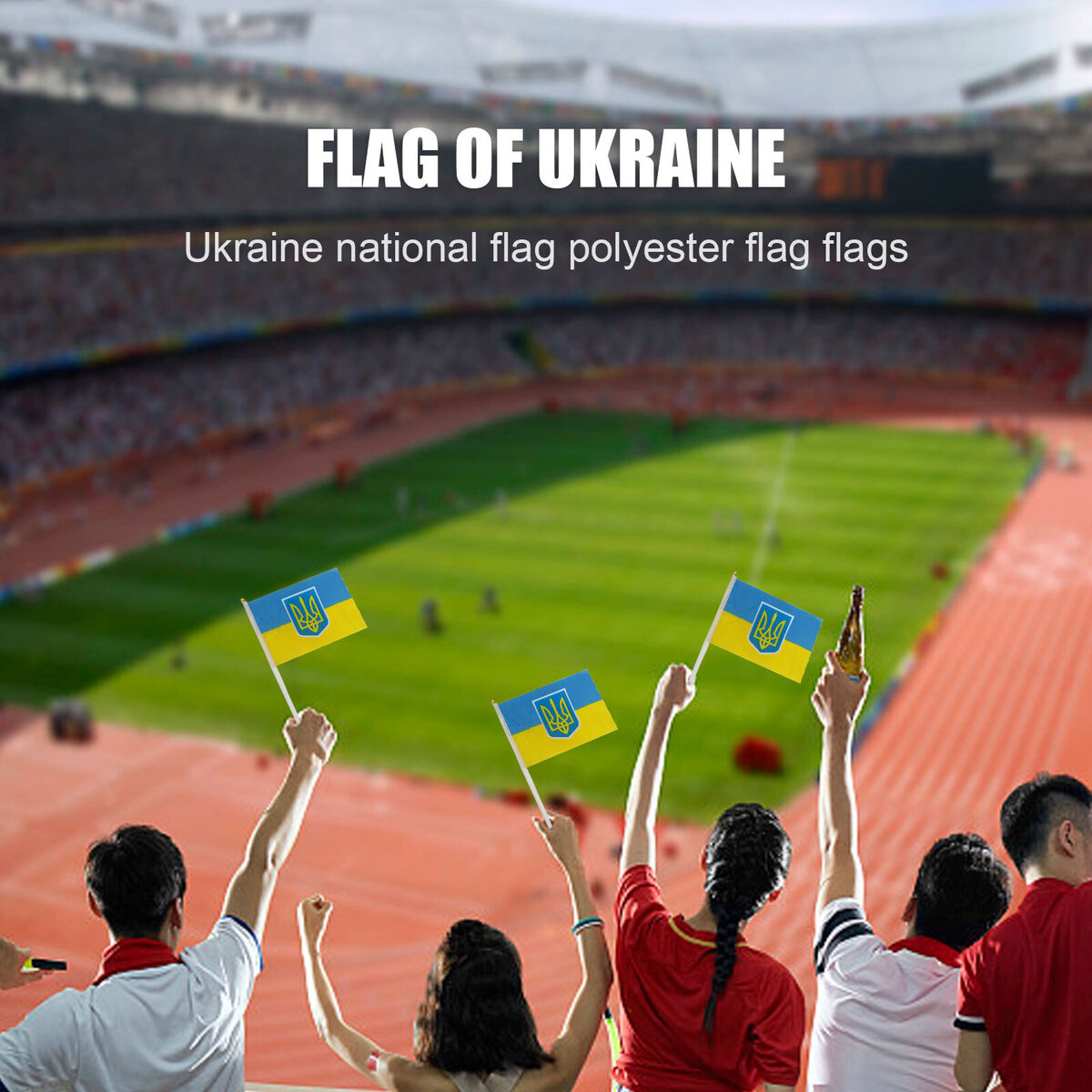 Ukraine Hand Held Flags - 12 Pack Mini Ukraine Country Stick Flag (14x21cm)
