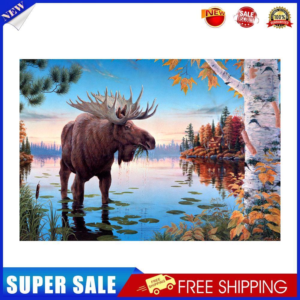 Lakeside Elk 5D DIY Full Drill Diamond Painting Embroidery Kit Cross Stitch