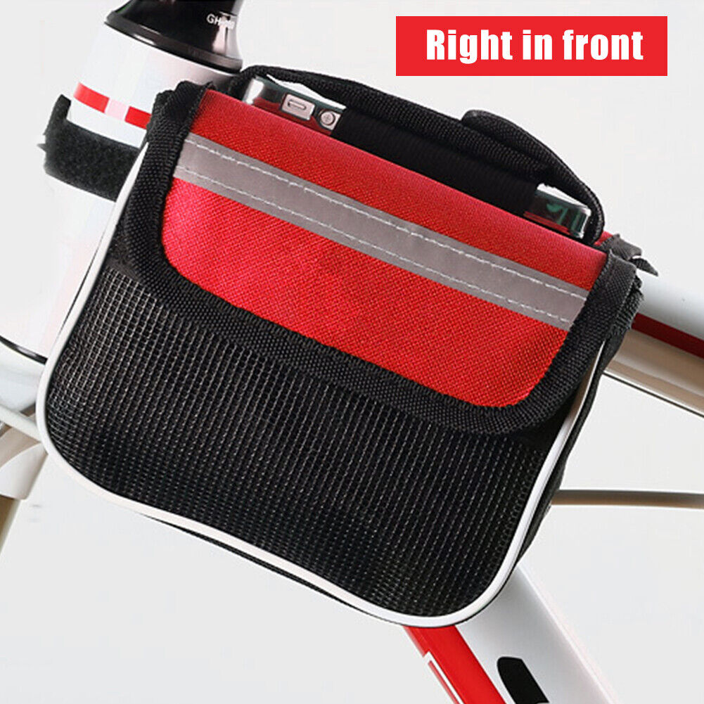 MTB Bike Saddle Bag Frame Front Top Tube Cycling Phone Case Pouch (Red)