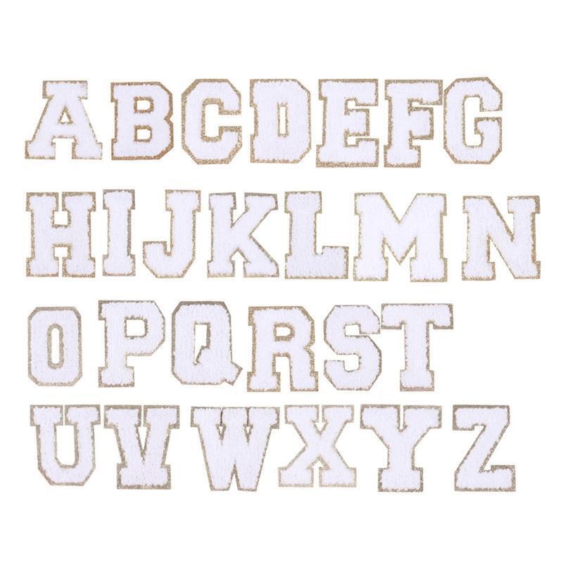 Towel Embroidered English Letter Patches 26Pcs Polyester Alphabet Patch