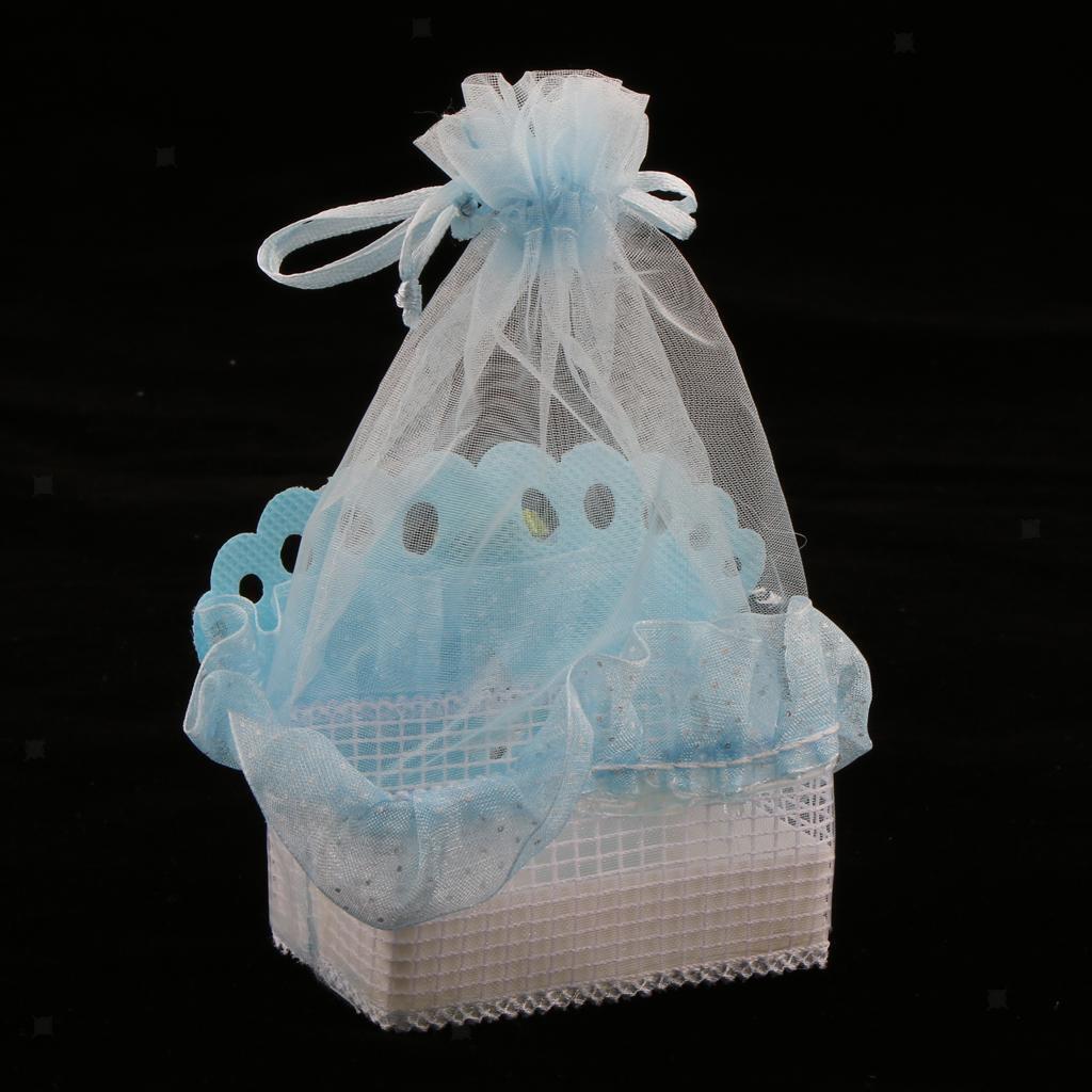 24 Pieces Baby Footprint Gift Box Girl Boy Baby Shower Candy Bags Favor Blue
