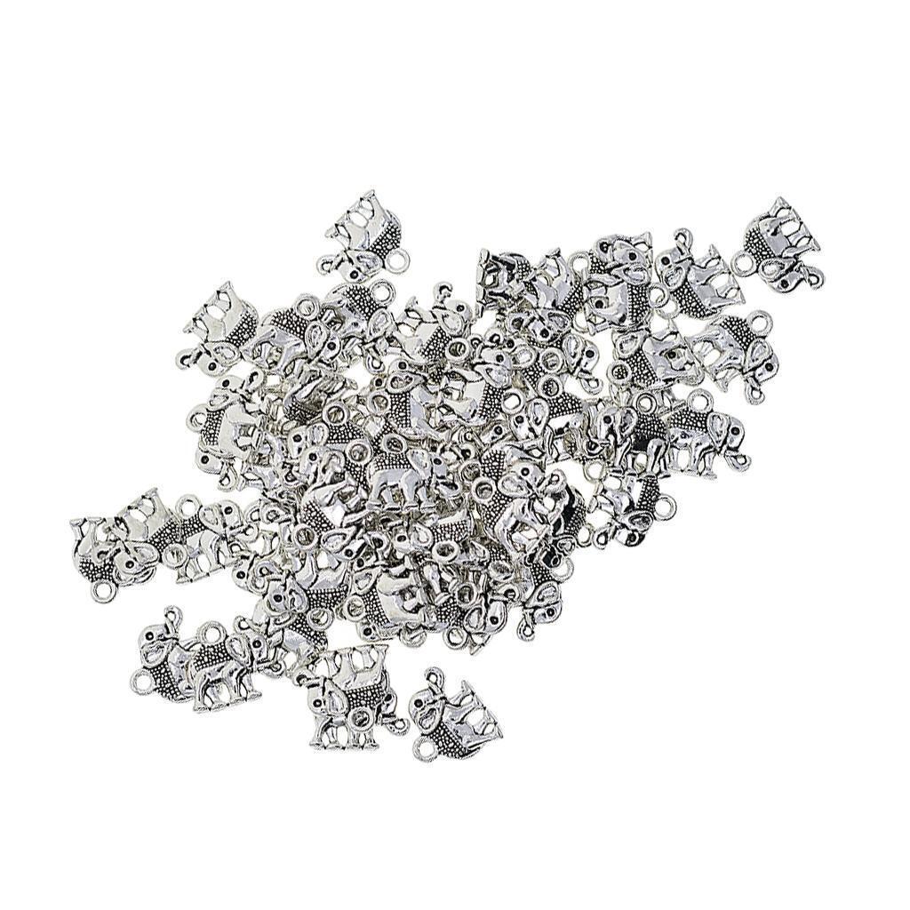50x Elephant Shape Alloy Pendants Charms for DIY Bracelet Necklace Earrings
