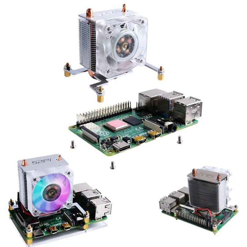 CPU Cooling V2.0 Fan 7 Colours Light Bracket 5-layer Case for Raspberry Pi 4B/3B