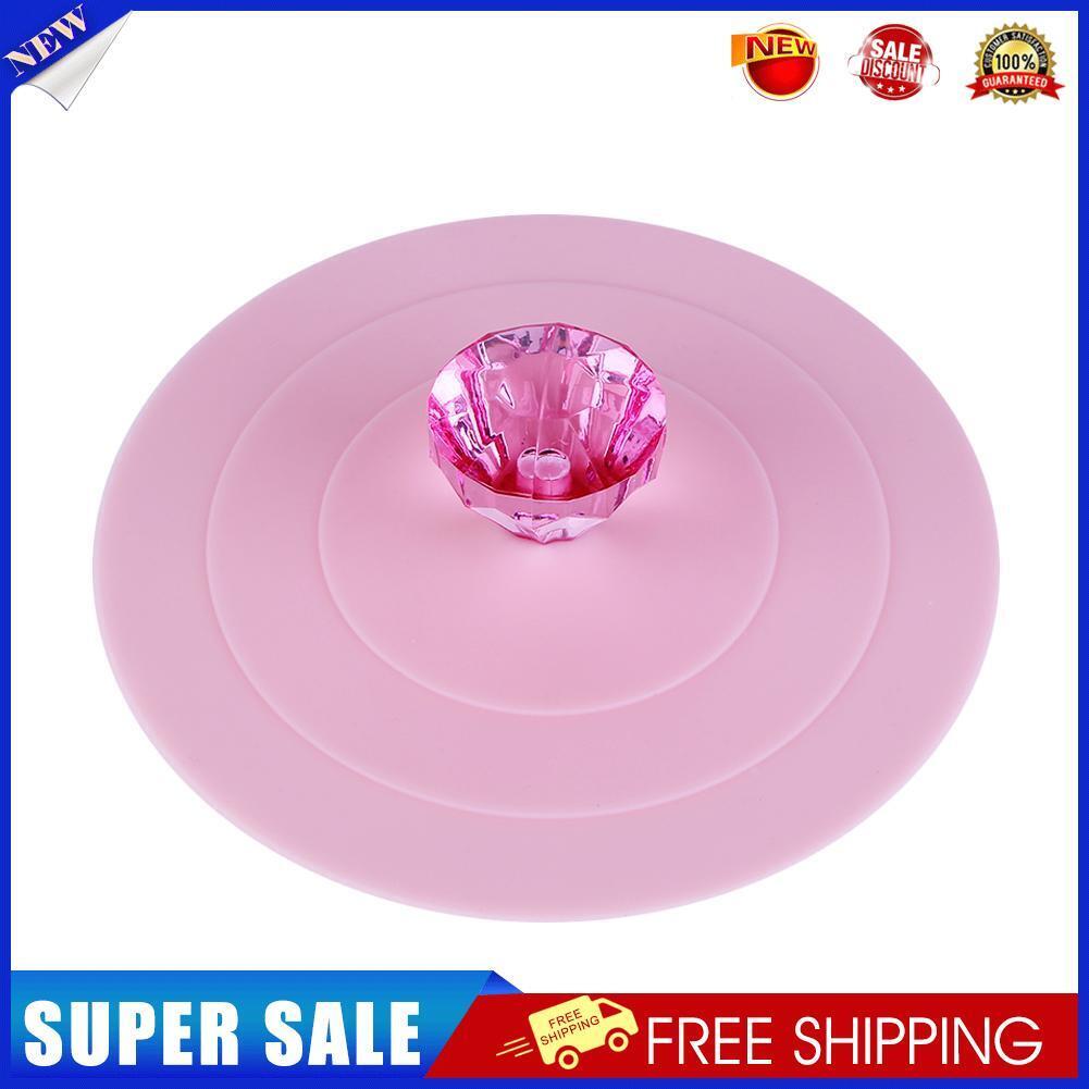 Lace Rim Anti-dust Leakproof Diamond Silicone Cup Lid Seal Cover (Pink)