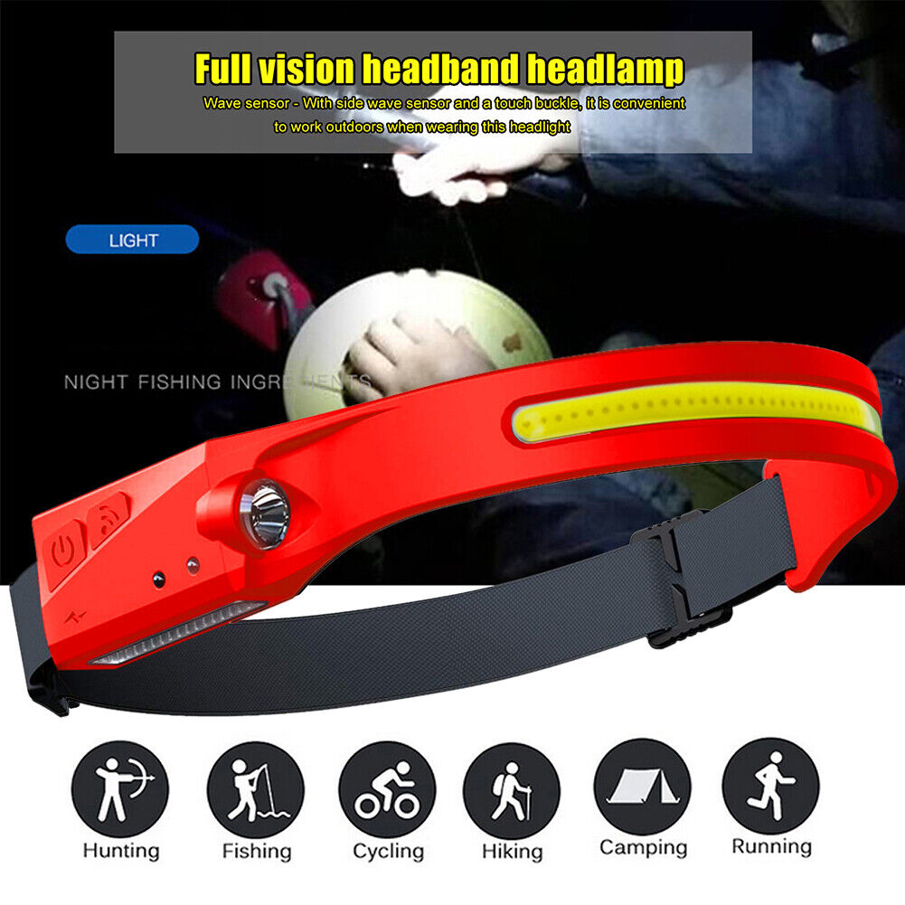 2pcs Waterproof LED Headlamp Outdoor Cycling Running Work Light (Black+Red)