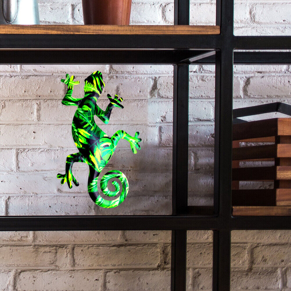 Wrought Iron Animal Gecko Sculpture Garden Outdoor Wall Hanging Gecko (D)