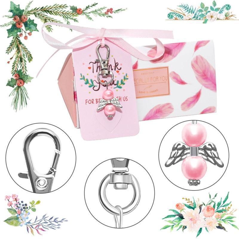 Angel Keychains with Thank You Tags Paper Candy Boxes 24 Set Key Ring Kit