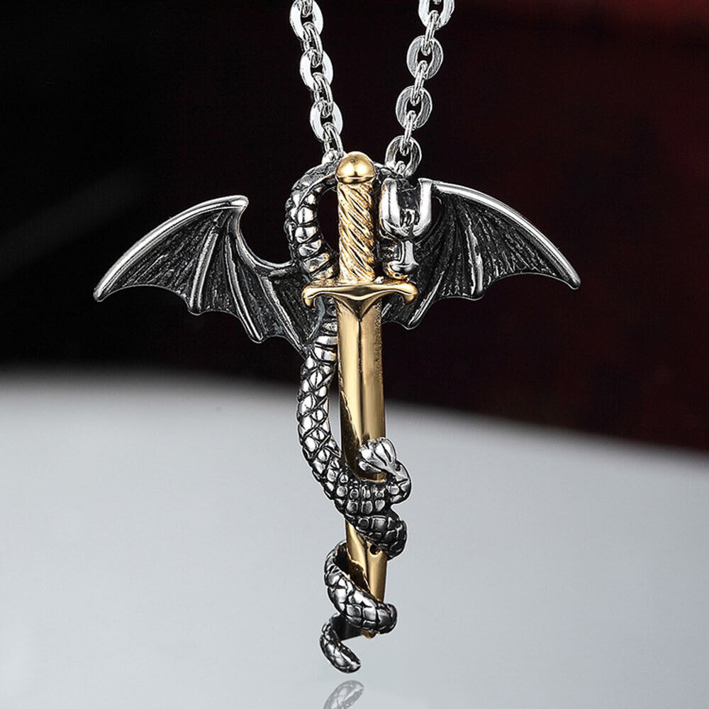 Glow In The Dark Jewelry Luminous Choker Pendant Dragon Sword Necklace Chain