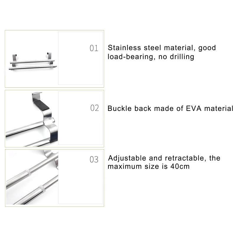 Wall Hanging Towel Bar Double-Layer Retractable Hanger Bathroom Accessories