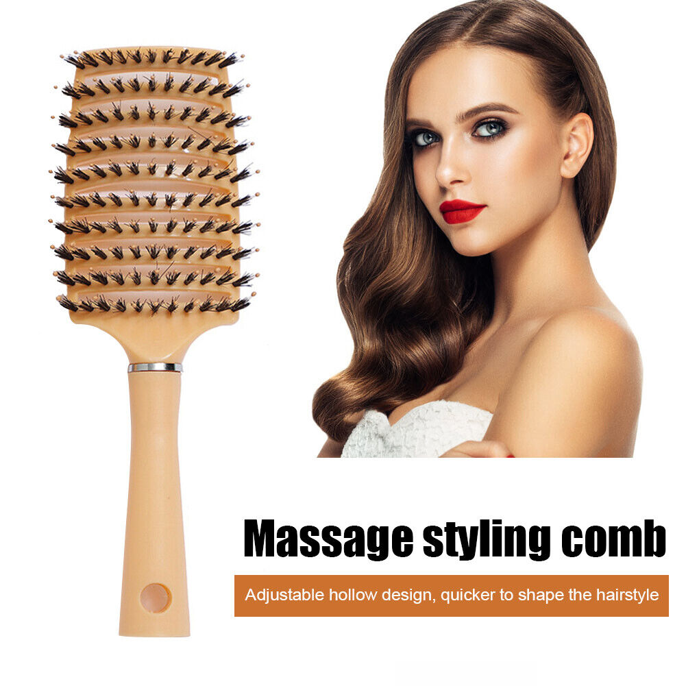 Scalp Massage Comb Bristle Women Curly Hair Detangle Brush Salon (Orange)