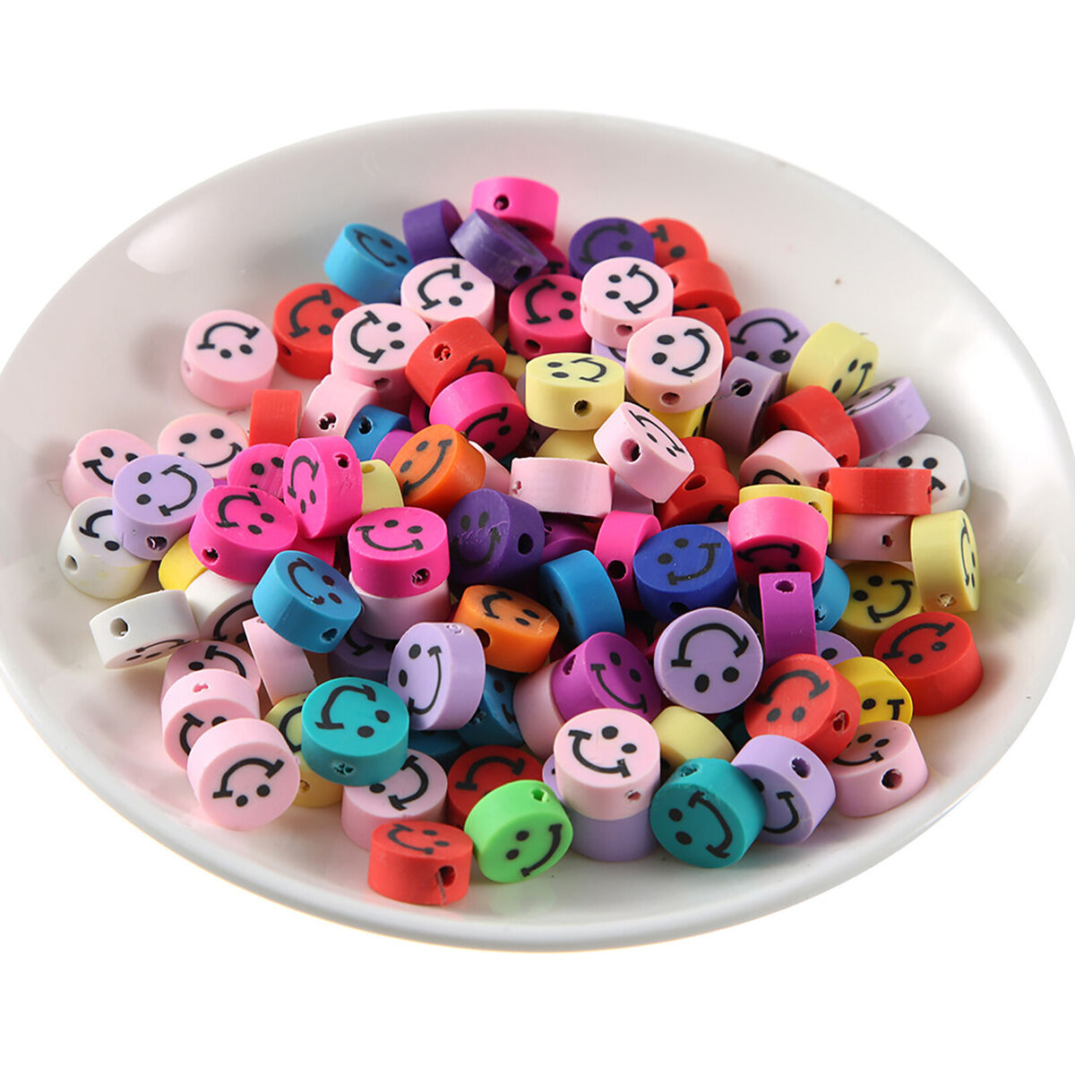 Smile Face Beads-Round Polymer Clay Beads DIY Jewelry Necklace Making Kit
