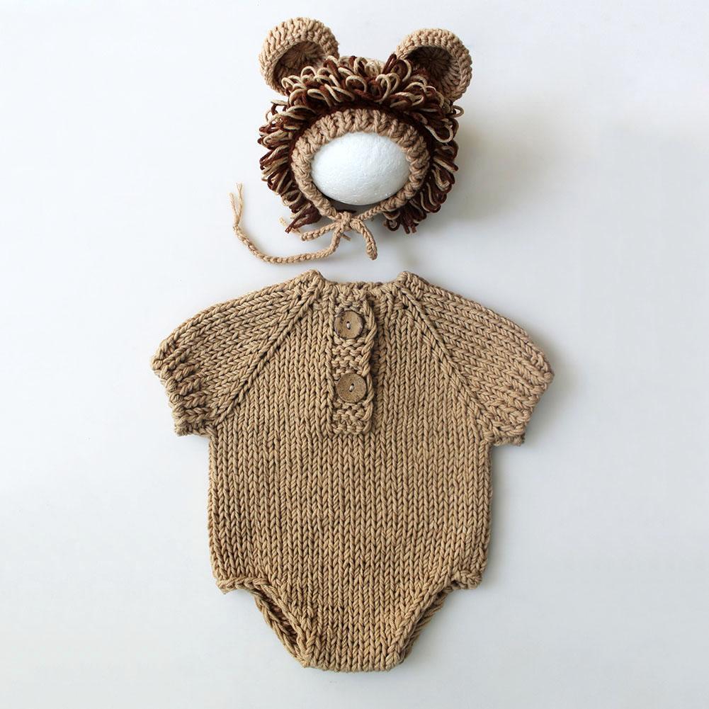 Kids Romper Baby Jumpsuit Bodysuit with Hat Knitting Sweater Photo Props