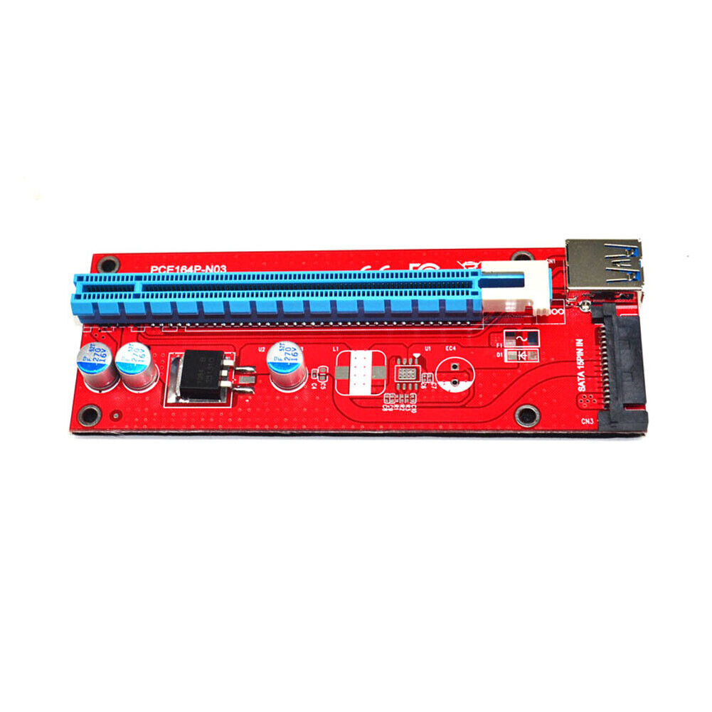 6pcs USB3.0 PCI-E Express 1x to16x Extender Riser Card Adapter SATA 15PIN