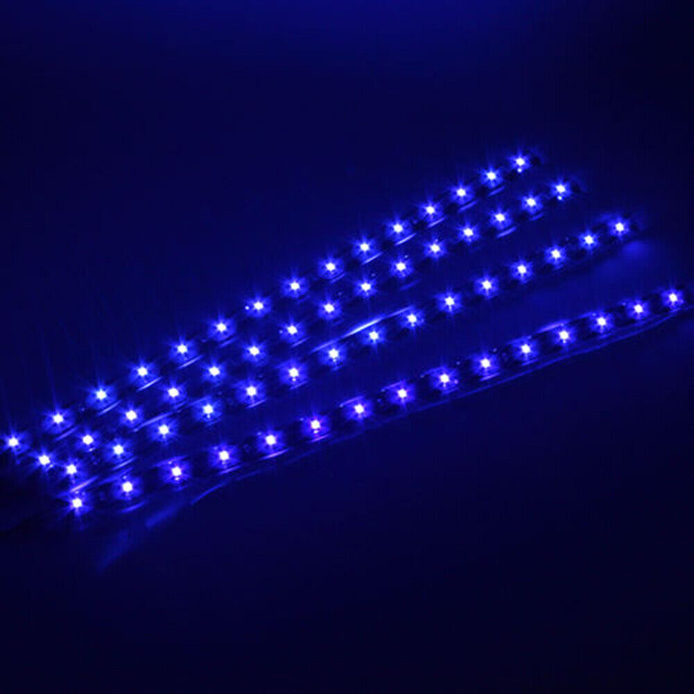 Blue 4pcs 30CM/15 LED Car Motors Truck Flexible Strip Light Waterproof 12V