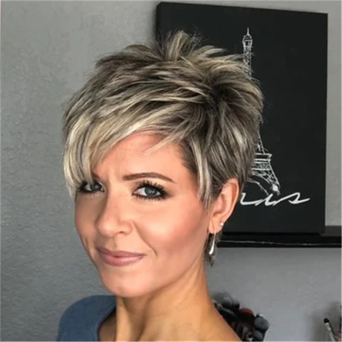 Women Natural Short Straight Wavy Curly Pixie Cut BOB Wig Casual Hair Wigs