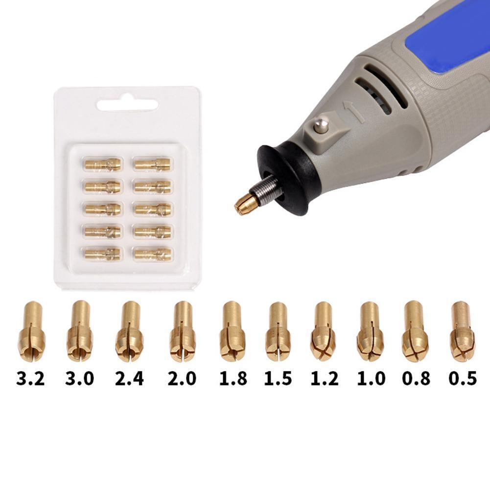 10pcs Mini Brass Copper Collets Chucks for Twist Drill Motor Shaft Grinder