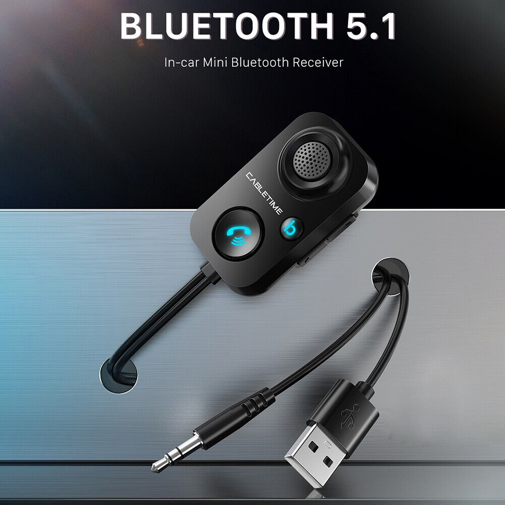 Car Bluetooth-compatible 5.0 Receiver Auto BT Transmitter USB 3.5mm AUX